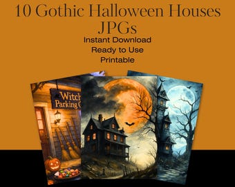 Gothic Haunted House Clipart: Spooky Watercolor Halloween (Digital Download)