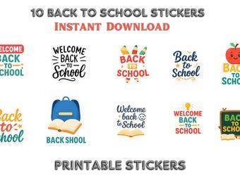 Back to School Stickers | Printable Teacher & Student PNG (Instant Download)