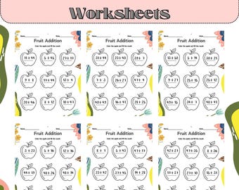 Apple Addition Worksheets – Math, Homeschool (Printable PDF)