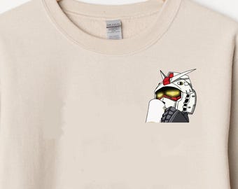 Suéter unisex de Gundam, camiseta de anime de los 90, camiseta vintage, para amantes del anime robot, camiseta de manga japonesa de anime, sudadera retro de bolsillo de Gundam.