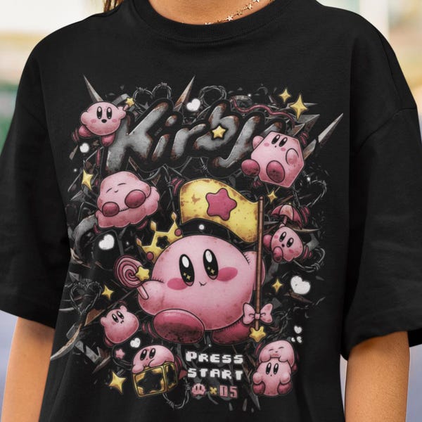 Uniseks schattig anime-gameshirt, schattig retro T-shirt voor videogames, kawaii pastel grafisch T-shirt, esthetische top Japanse gamer, leuk spelercadeau