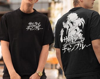 Unisex, Samurai Champloo Anime Back Shirt: Sunflower Samurai, Jin, Mugen, Fuu, Anime Sword tee, Samurai Manga, Samurai Champloo Anime Tshirt
