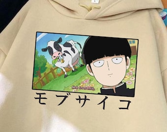 Unisex, Mob Psyhco 100 Hoodie, PsychoHelmet Anime Hooded, Mob loves Milk, Shigeo Japanese Anime Otaku GIFT, Psycho Manga, Psyhco 100 Hoodie
