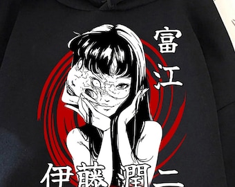 90s Anime Manga Creepy Girl Hoodie: Tomie Anime Horror Shirt, Japanese Dark Anime TShirt, Girl Eyes Shirt, Gothic Manga Horror Unisex Hoodie