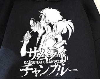 Unisex, Samurai Champloo Anime Hoodie: Sunflower Samurai, Jin, Mugen, Fuu, Anime Sword T shirt, Samurai Manga, Samurai Champloo Anime Hoodie
