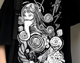 90s Anime Manga Creepy Girl Shirt: Tomie Anime Horror Shirt, Japanese Dark Anime T-Shirt, Girl Eyes Shirt, Gothic Manga Horror Unisex shirt
