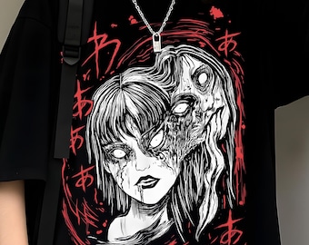 90s Anime Manga Creepy Girl Shirt: Tomie Anime Horror Shirt, Japanese Dark Anime T-Shirt, Girl Eyes Shirt, Gothic Manga Horror Unisex shirt