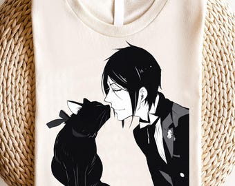 Unisex Black Butler Anime Shirt, Ciel Phantomhive & Sebastian Shirt, Toboso Yana, Japanese Anime Graphic Tee Kuroshitsuji Manga Gift T-Shirt