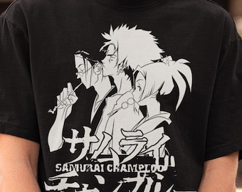 Unisex, Samurai Champloo Anime Shirt: Sunflower Samurai, Jin, Mugen, Fuu, Anime Sword T shirt, Samurai Manga, Samurai Champloo Anime T-shirt