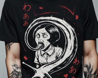 90s Anime Manga Creepy Girl Shirt: Tomie Anime Horror Shirt, Japanese Dark Anime T-Shirt, Girl Eyes Shirt, Gothic Manga Horror Unisex shirt