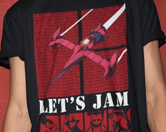 Camiseta de anime vintage de los 90: camiseta de manga retro, regalo para amantes del anime de los 90, camiseta "Pase lo que pase", camiseta unisex de anime con gráficos "Let's Jam"