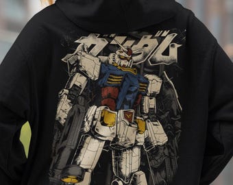 Unisex, Gundam Back Hoodie, 90s Anime Shirt, Vintage Shirt, Robot Anime Lovers, Anime Shirt, Japanese Manga Tshirt Retro Gundam Anime Hoodie