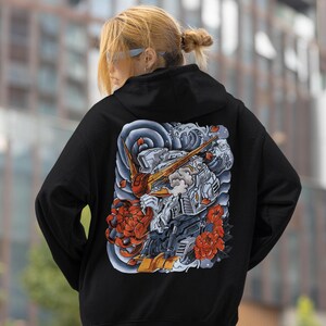 Sudadera unisex con capucha Gundam, camiseta de anime de los 90, camiseta vintage, para amantes del anime robot, camiseta de anime, manga japonés, sudadera con capucha retro de Gundam. Black
