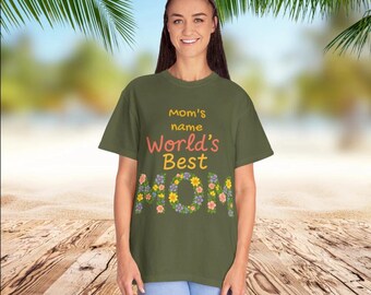 Camiseta con corazón floral para mamá, regalo para el Día de la Madre, camiseta para la mejor mamá del mundo, camiseta con flores de primavera, regalo para mamá, camiseta única para mujer, regalo de cumpleaños