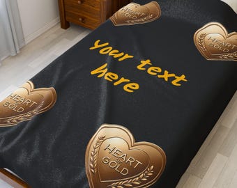 Manta de terciopelo con corazón personalizada: manta con texto personalizado, decoración acogedora para el hogar