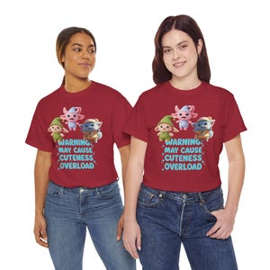 Camiseta unisex de algodón grueso con criaturas fantásticas, divertida camiseta de advertencia, divertida camiseta de dibujos animados, divertida camiseta gráfica, camiseta con sobrecarga de ternura