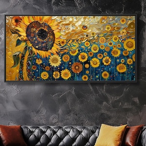 Gustav Klimt Farm Garden Print Klimt Inspired Art Colorful Floral Framed Canvas Vibrant Botanical Painting Nature Art for Boho Home Decor