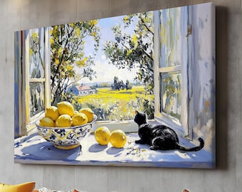 Henri Matisse Open Window Black Cat Print Matisse Exhibition Inspired Art Still Life Lemon Kitchen Decor Cat Lover Gift Matisse Wall Art