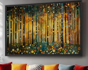 Gustav Klimt Birch Forest Print, Gustav Klimt Inspired Art, Gustav Klimt Spring Forest Art Canvas, Famous Artist Art, Vintage Forest Poster