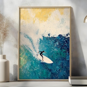 The Beach Joys Ocean Surfing Art Digital Painted Modern House Wall Decor Minimalist Swimming Abstract Summer Coastal Print Contemporary Art
