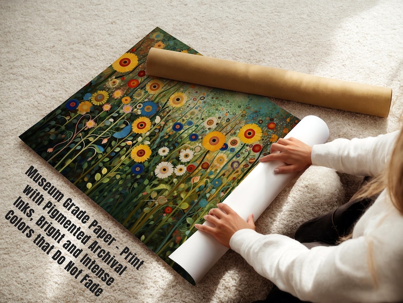 Gustav Klimt Farm Garden Print Klimt Inspired Art Gustav Klimt Floral Painting Gustav Klimt Wall Decor Canvas Klimt Garden Large Wall Art image 7
