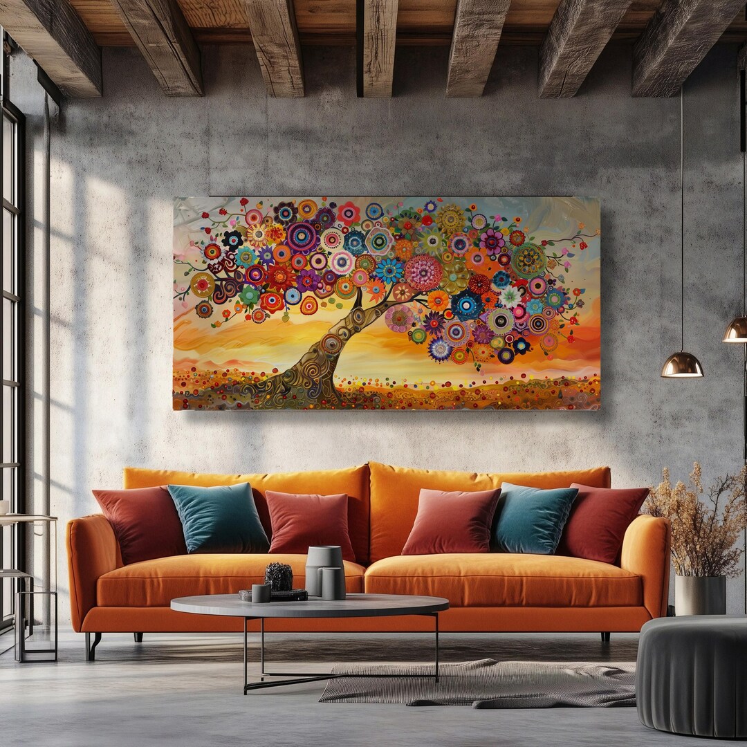 Tree of Life Wall Art, Gustav Klimt Inspired, Colorful Abstract Canvas ...