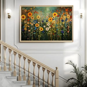 Gustav Klimt Farm Garden Print Klimt Inspired Art Gustav Klimt Floral Painting Gustav Klimt Wall Decor Canvas Klimt Garden Large Wall Art image 3