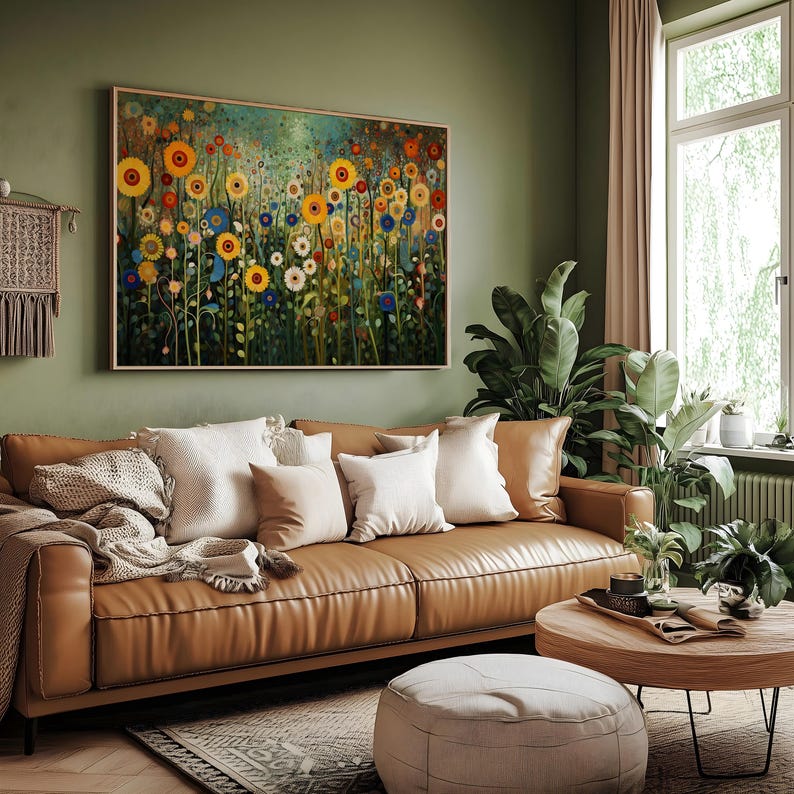 Gustav Klimt Farm Garden Print Klimt Inspired Art Gustav Klimt Floral Painting Gustav Klimt Wall Decor Canvas Klimt Garden Large Wall Art image 5
