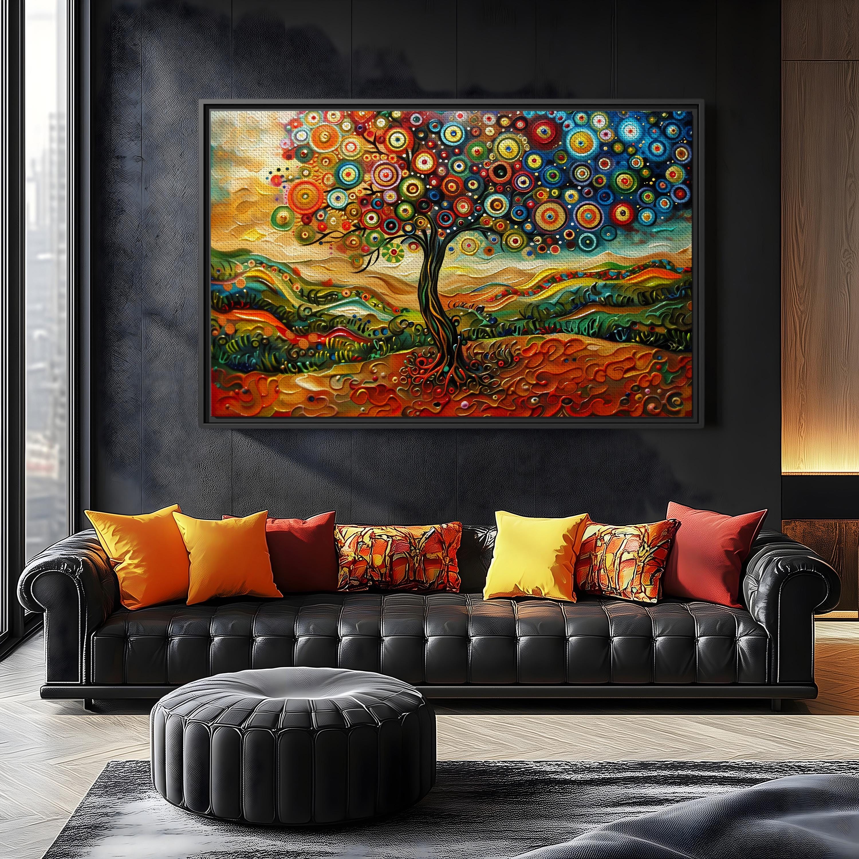 Gustav Klimt Inspired Tree of Life Canvas, Abstract Swirling Gold Wall ...