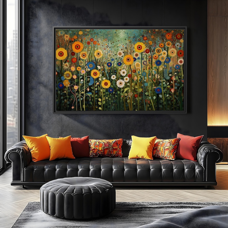 Gustav Klimt Farm Garden Print Klimt Inspired Art Gustav Klimt Floral Painting Gustav Klimt Wall Decor Canvas Klimt Garden Large Wall Art image 4
