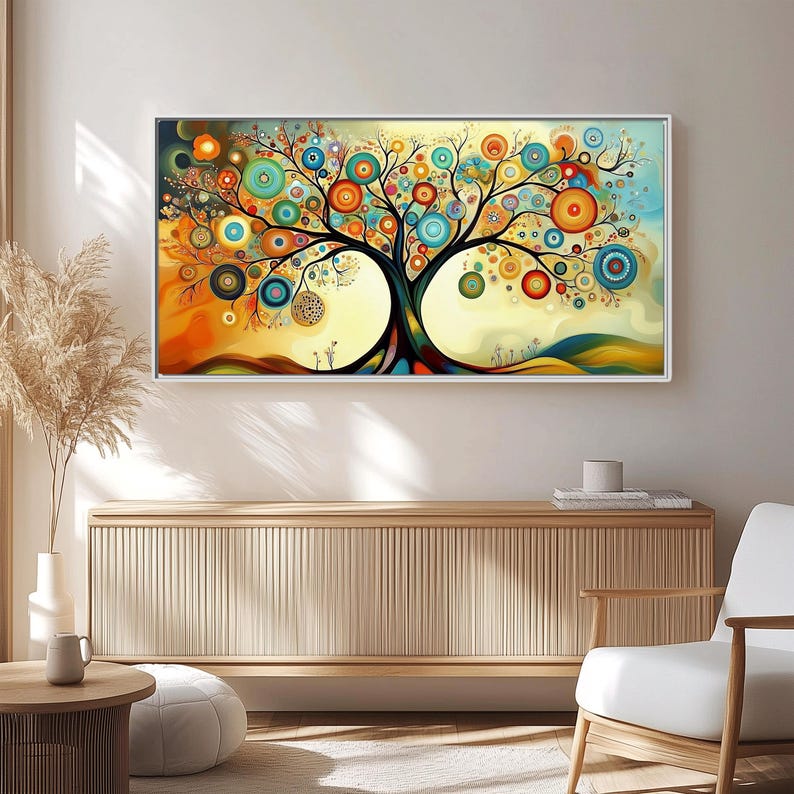 Gustav Klimt Tree of Life Style Oil Painting, Whimsical Abstract Wall ...
