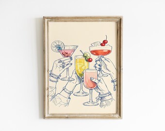 Cocktail Wall Art, Girls Night Print, Bar Cart Decor
