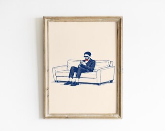 Cool Guy Wall Art, Chic Sofa Print, Editorial Decor