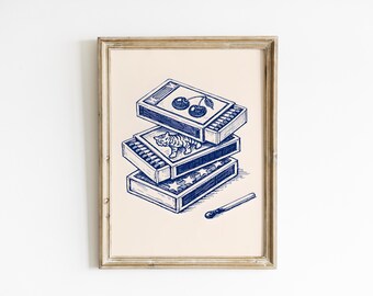 Matchbox Wall Art, Vintage Toy Print, Retro Nostalgia Decor, Quirky Minimal Poster