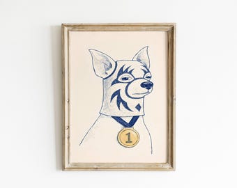 Superhero Dog Wall Art, Masked Dog Print, Funny Pet Decor, Dog Lover Poster