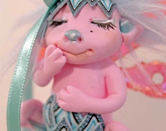 Pink cupcake fairy fae troll gnome faerie fae ooak art doll miniature sculpture