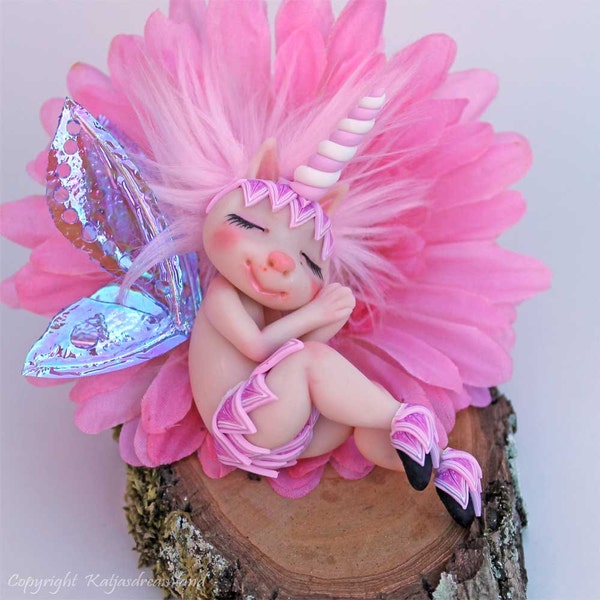 Unicorn fairy Adrejana fae faerie OOAK art doll miniature sculpture troll gnome