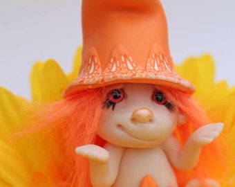 Fall autumn flower elf Liam fairy fae troll gnome miniature sculpture