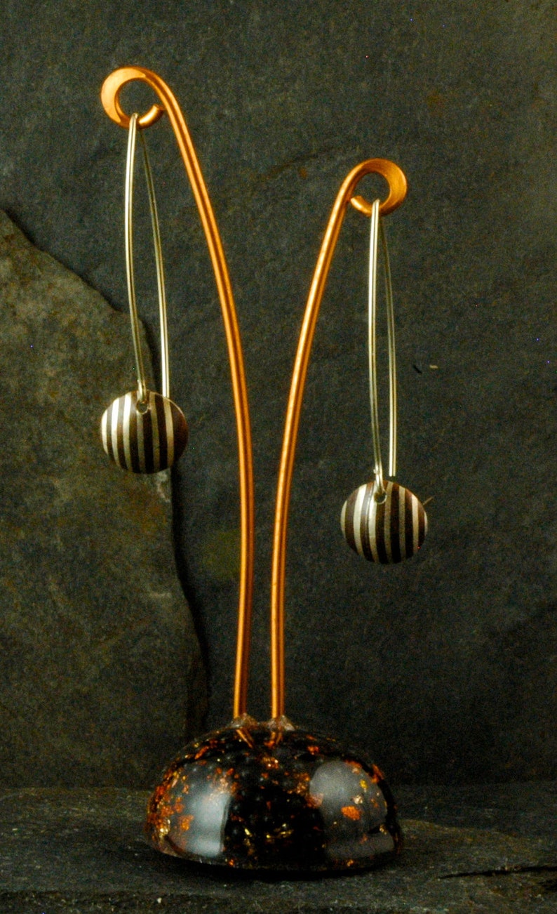 Mokume Gane Copper/Sterling Dangle Earrings small image 0