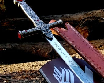 Custom Handmade Harry Potter Sword, Wizard Wand Godric Gryffindor sword with Leather Sheath, Fantasy swords, Cosplay Props, Collectibles