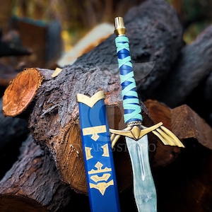 Custom Handmade Link’s Master Sword Replica, Skyward Blue Zelda Sword Scabbard, a Personalized gift for men, Cosplay Props, Fantasy Swords