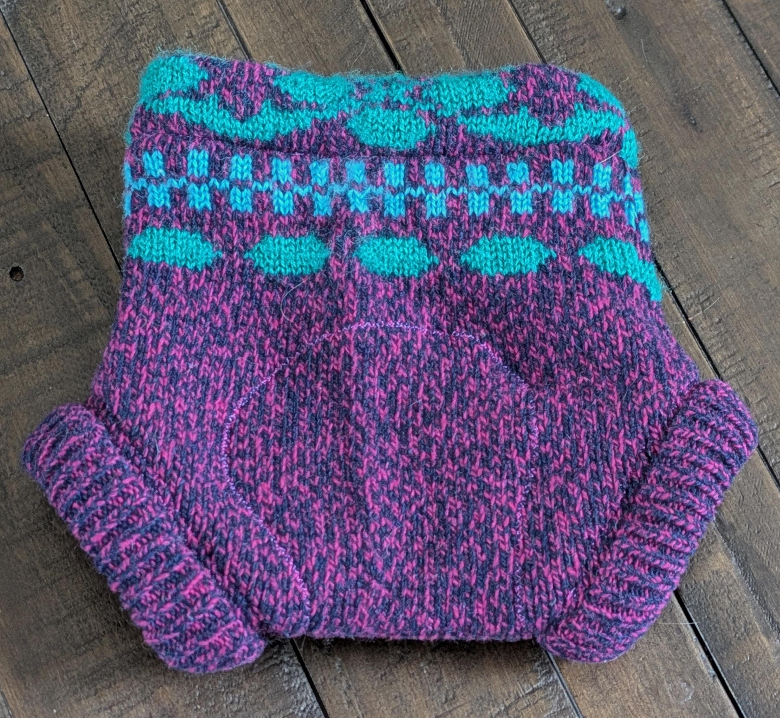 Upcycled Wool Diaper Cover, soaker, small, extra layers, purple and teal