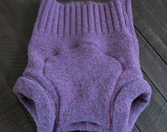 Upcycled Wool Diaper Cover, Soaker, medium, extra layers, purple