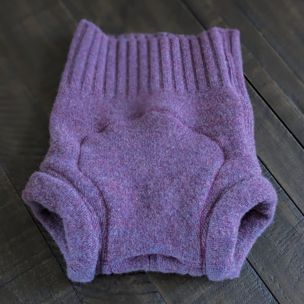 Upcycled Wool Diaper Cover, Soaker, medium, extra layers, purple
