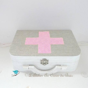 Wooden suitcase, wooden box for girl, for little girl, little storage case, suitcase to play doctor