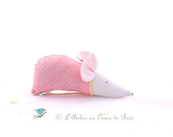 Sachet de lavande rose en forme de souris