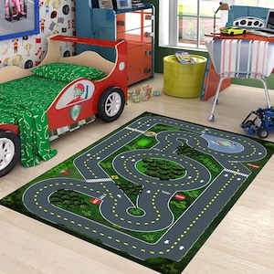 Road Play Rug for Kids, Car Track Carpet, Traffic Playmat, educational rug, Kids play mat, Father&#39;s Day gift, Non-slip, Gift for child  ,8