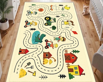Village Map Kids Rug – Farm Road Play Mat