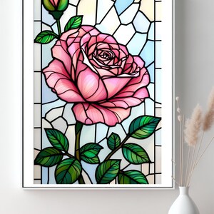 Stained Glass Rose Jigsaw Puzzle for Adults, 1000 Pcs Floral Jigsaw Puzzle, Flower Puzzle, Flower Birthday Gift for Mom, Mothers Day Gift