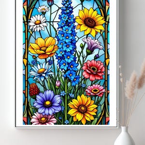 Stained Glass Wildflower Jigsaw Puzzle for Adults, 1000 Pcs Floral Jigsaw Puzzle, Flower Birthday Gift, Nature Lover Gift, Mothers day gift
